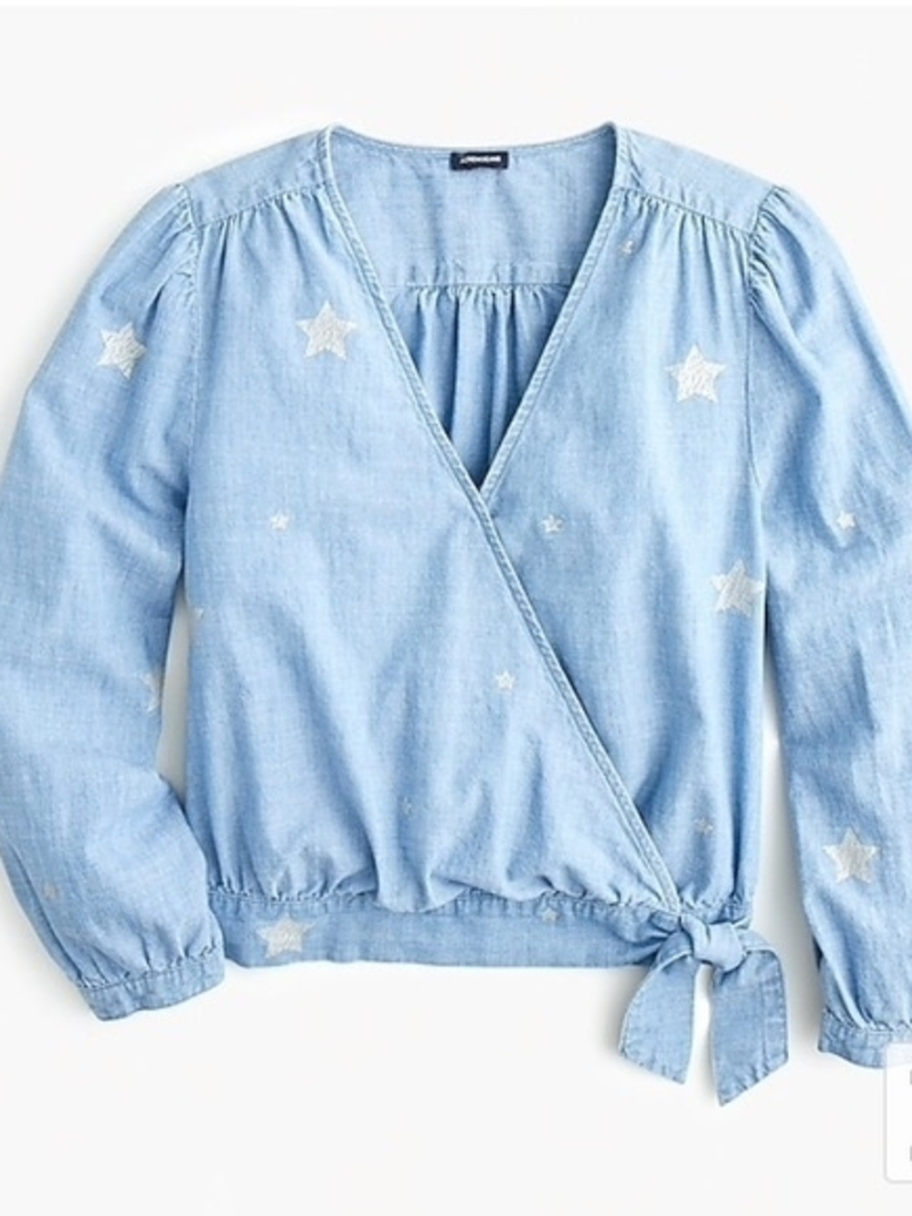 Chambray Wrap Top with Star Embroidery | J. CREW